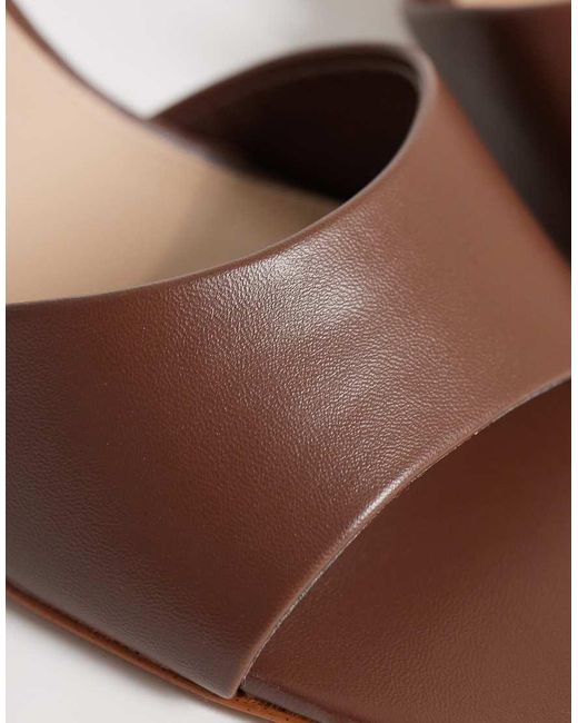 Mango Brown Faux Leather Heeled Mules