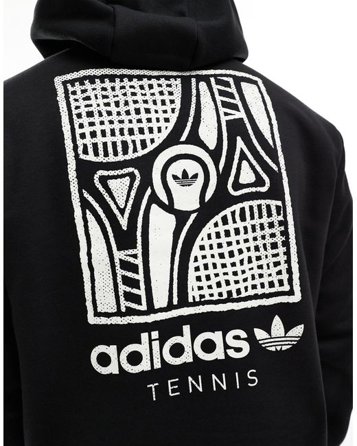 Felpa nera con cappuccio e stampa a tema tennis sul retro di Adidas Originals in Gray da Uomo