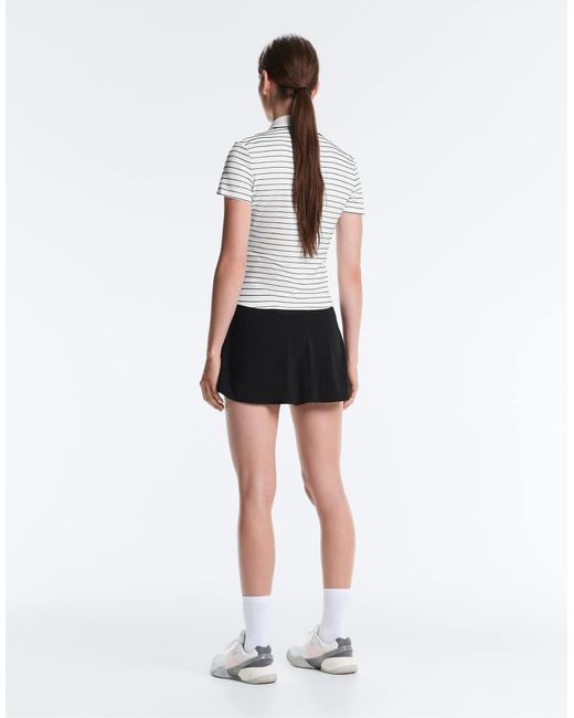 Oysho White Striped Comfortlux Short-Sleeved Polo Shirt