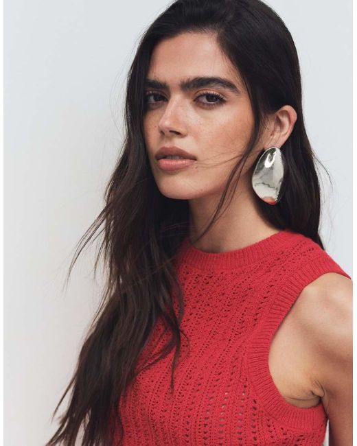 Mango Red Knitted Sleeveless Top