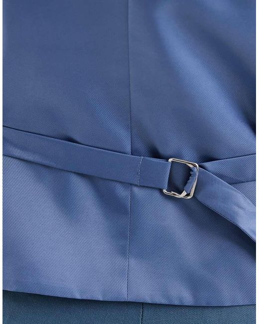 ASOS Blue Slim Linen-rich Suit Waistcoat for men