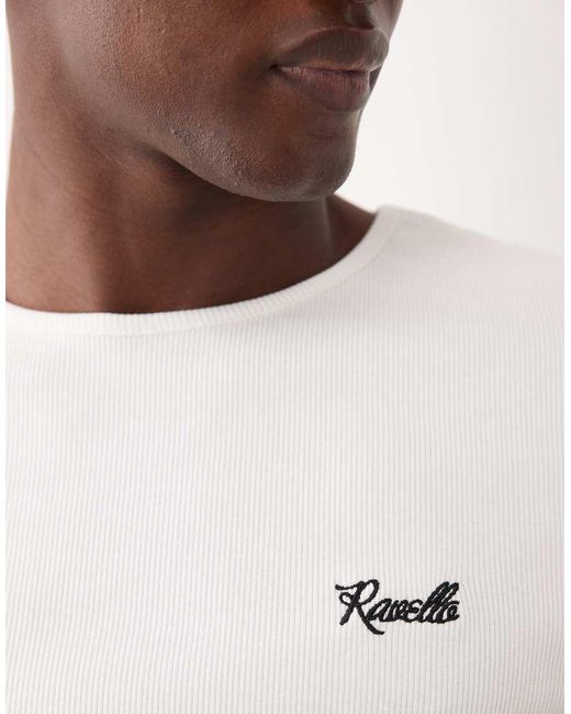 ASOS White Super Heavyweight Muscle Fit T-Shirt With Text Embroidery for men