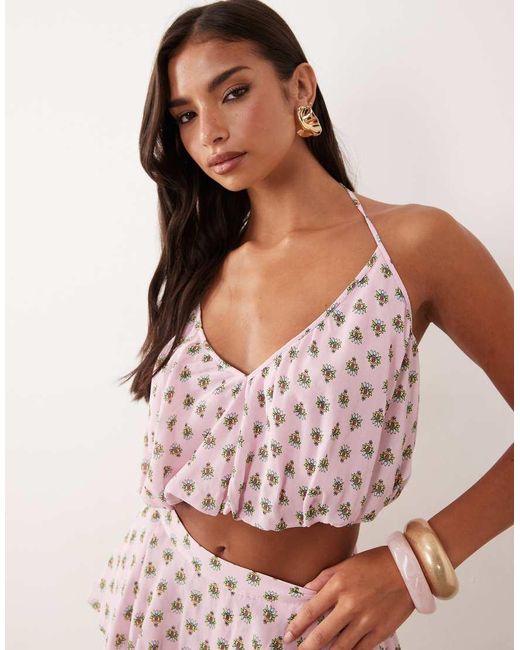 AFRM Pink Ailee Halter Neck Crop Top