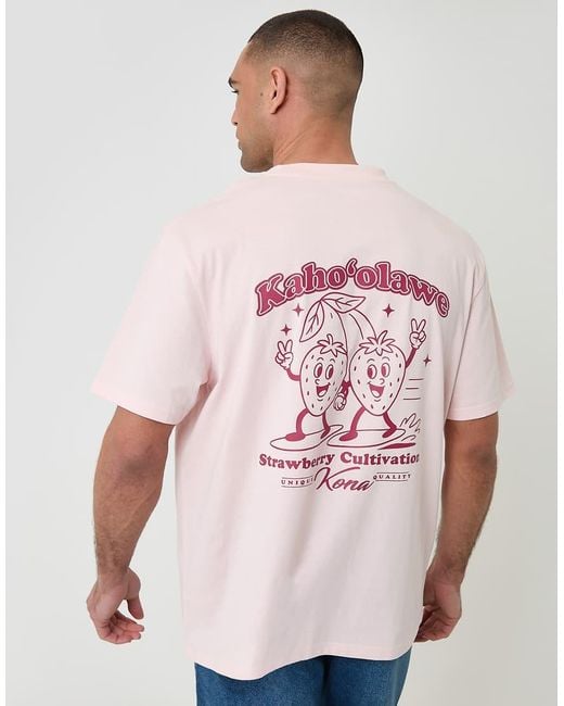 Threadbare Pink Relaxed Fit Graphic Cotton T-Shirt for men
