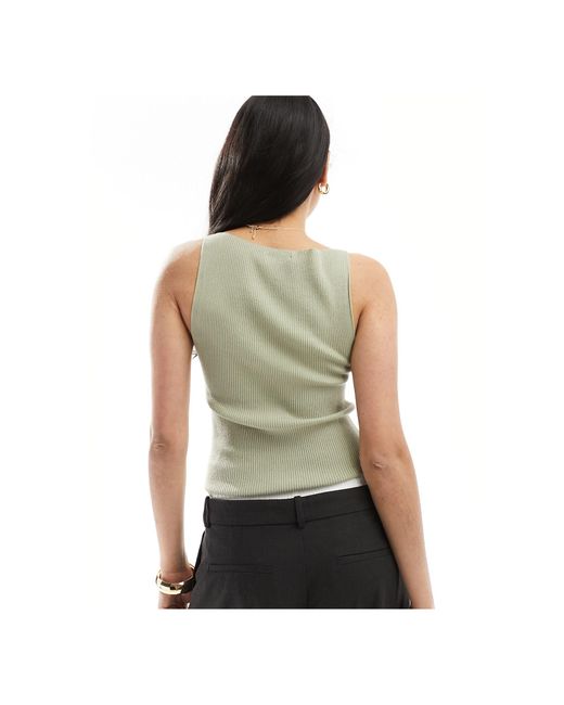& Other Stories Green Knitted Boat Neck Sleeveless Top