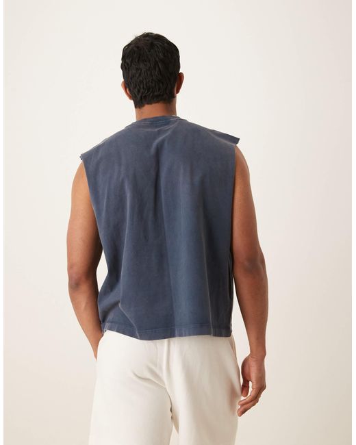 Abercrombie & Fitch – ärmelloses cropped tanktop in Blue für Herren