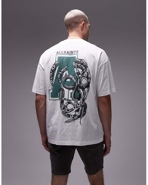 AllSaints Gray Caduceus Graphic T-shirt for men