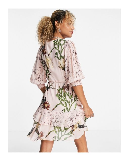 AllSaints Ari Nolina Wrap Dress in Clay 