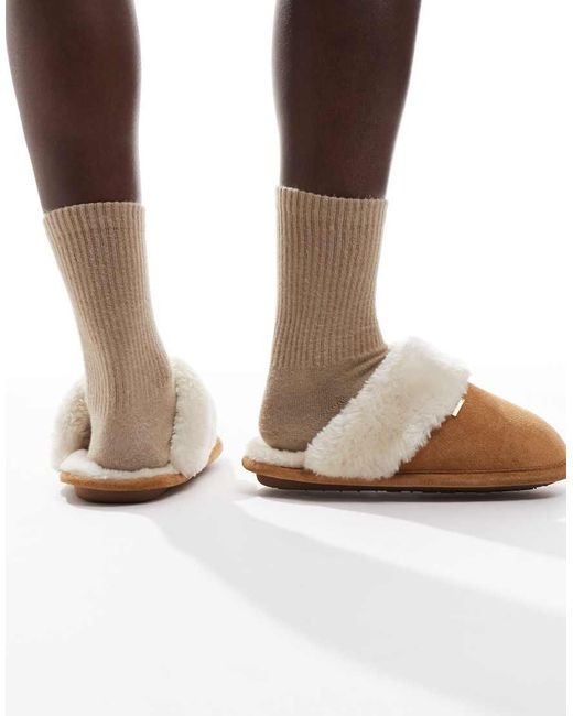 Hunter Brown Lined Mule Slippers
