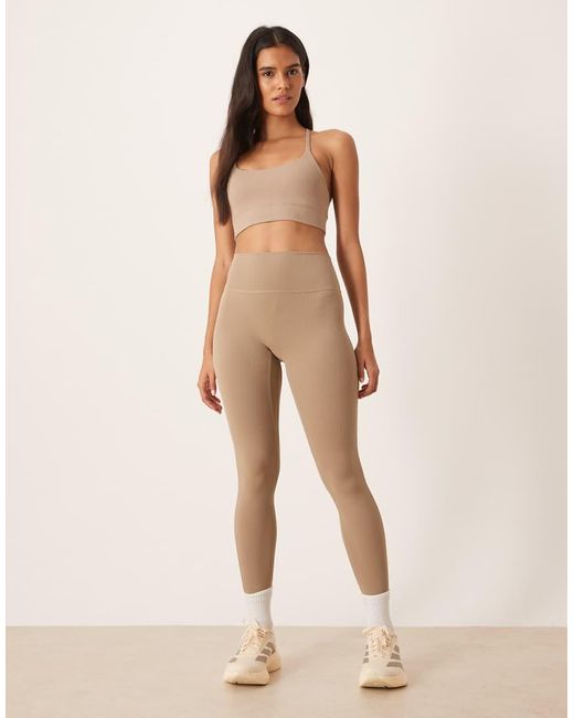 Adidas Originals Natural Adidas Training All Me Rib Light Support Sports Bra