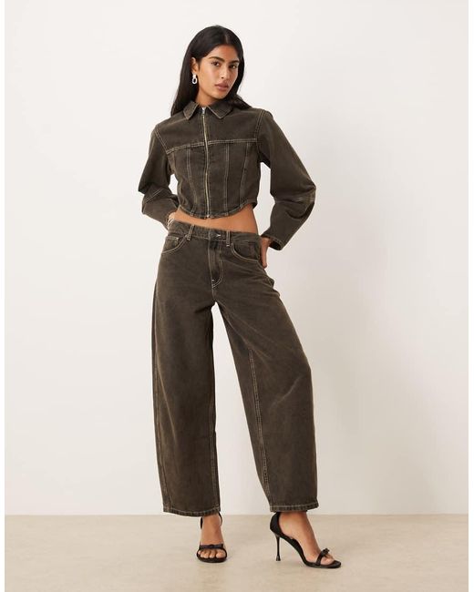 ASOS Brown Denim Corset Shirt Jacket