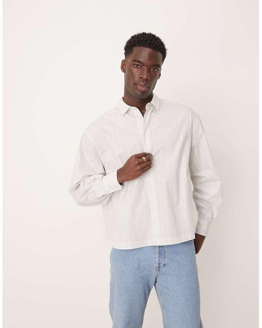 Camicia Oversize Bianca A Righe di ASOS in Natural da Uomo