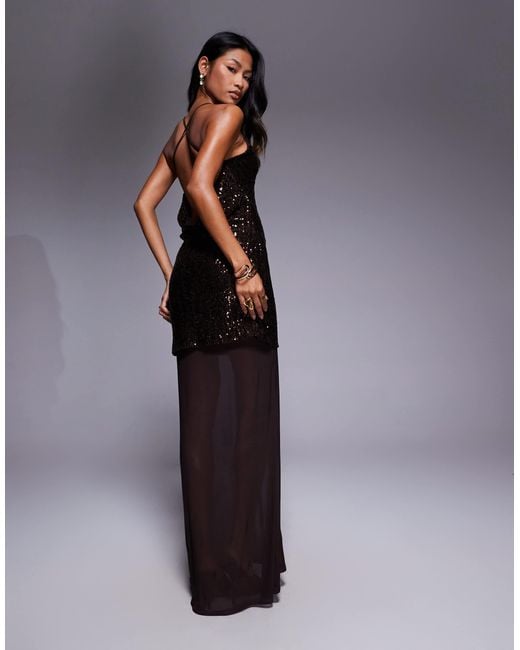 ASOS Blue Plunge Cami Maxi Dress