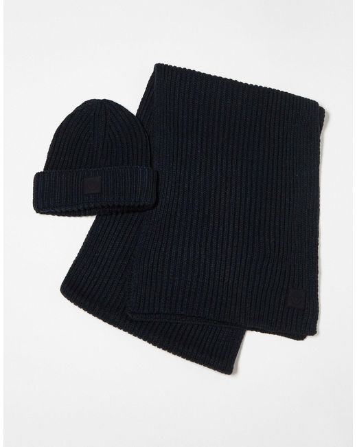 Only & Sons Black 2 Pack Scarf And Beanie for men