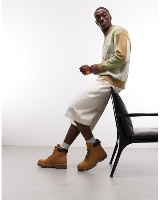 BLKVIS – bunter patchwork-strickpullover mit rundhalsausschnitt in Green für Herren