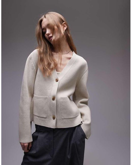 ARKET Gray Knit Compact Milano Stich Cardigan With Pockets