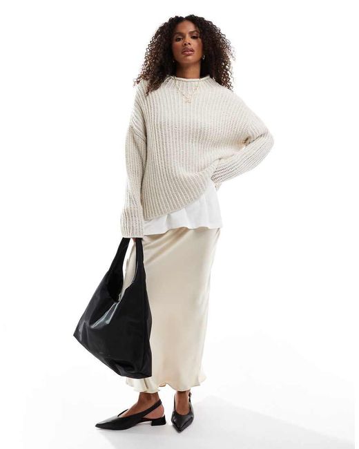 ASOS Natural Knitted High Neck Jumper