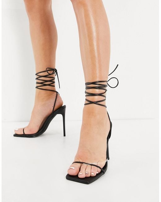 SIMMI Shoes Simmi London - Sina - Sandalen Met Hak En Touwtjes Om in het  Zwart | Lyst NL