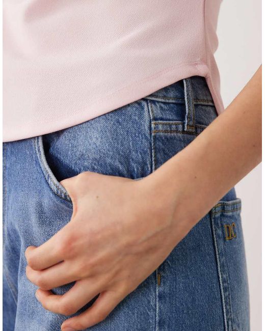 ASOS Pink Short Sleeve Top With High Neck