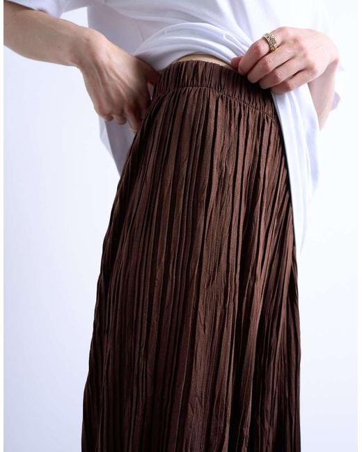 Pantaloni Stropicciati Cioccolato A Fondo Ampio di TOPSHOP in White