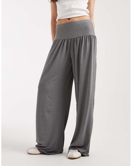ASOS Gray Wide Waistband Slouchy Trouser Co-Ord With Button Detail
