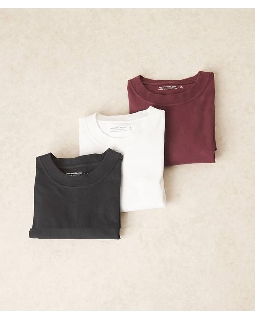 Pack De 3 Camisetas De Rojo Y Blanco De Tejido Grueso Premium De Abercrombie & Fitch de hombre de color Black