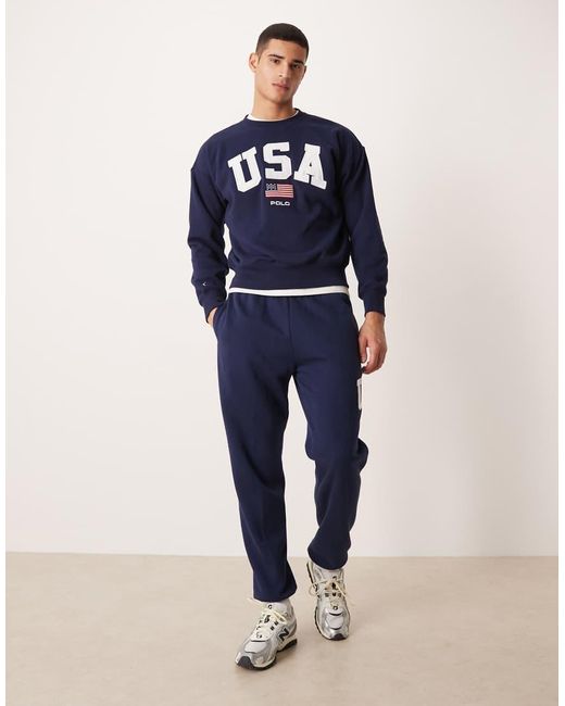 Polo Ralph Lauren Blue Team Usa Unisex Chest Logo Crew Neck Sweatshirt for men