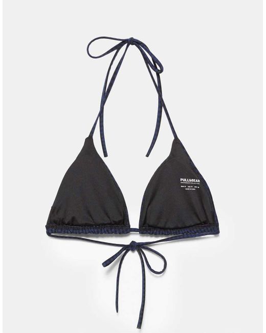 Pull&Bear Metallic Gingham Triangle Bikini Top