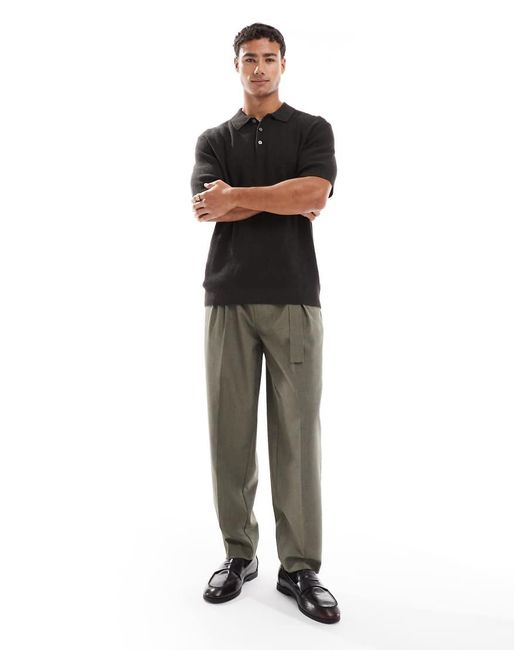 Jack & Jones Black Short Sleeve Knitted Polo for men