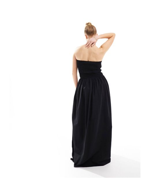 esmé studios Black Esmee Bandeau Beach Maxi Dress With Shirred Waist