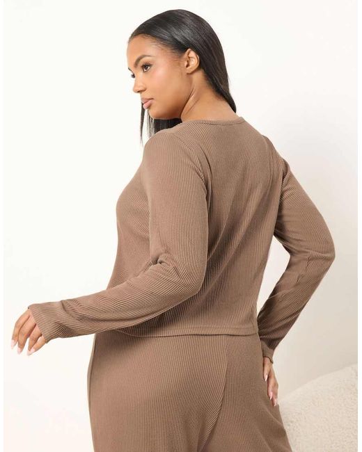 Yours Clothing Natural Jersey Ribbed Cardigan