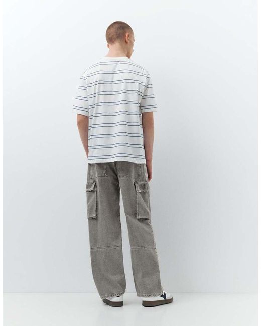 Pull&Bear Gray baggy Cargo Jeans for men