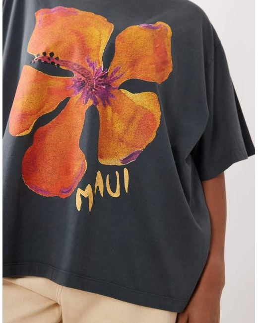 ASOS Blue Asos Design Curve Oversized T-shirt With Maui Flower Graphic