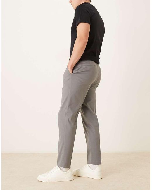 ASOS Gray Tailored Tapered Trouser With Back Adjuster for men
