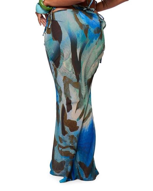 Missy Empire Blue Printed Maxi Skirt