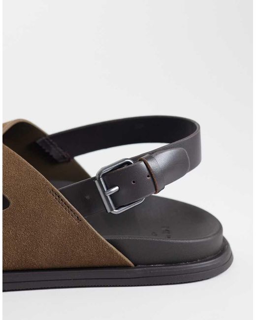 Mango Black Real Leather Cross Strap Sandal for men