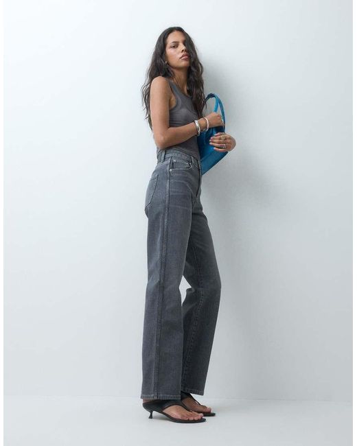 Vaqueros Grises Elásticos De Pernera Recta Cómoda De ASOS de color Blue