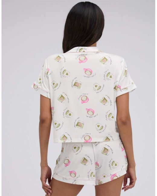 Boux Avenue White Matcha Modal Short Sleeved Pyjama Set With Shorts
