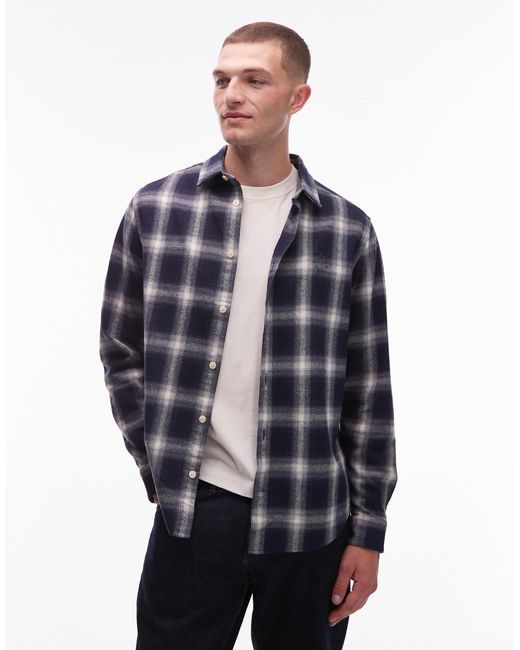 AllSaints – haven – langärmliges karohemd in Blue für Herren