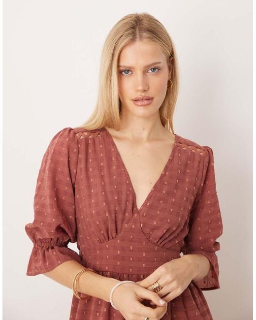 Lovedrobe Red Gingham V Neck Midaxi Dress
