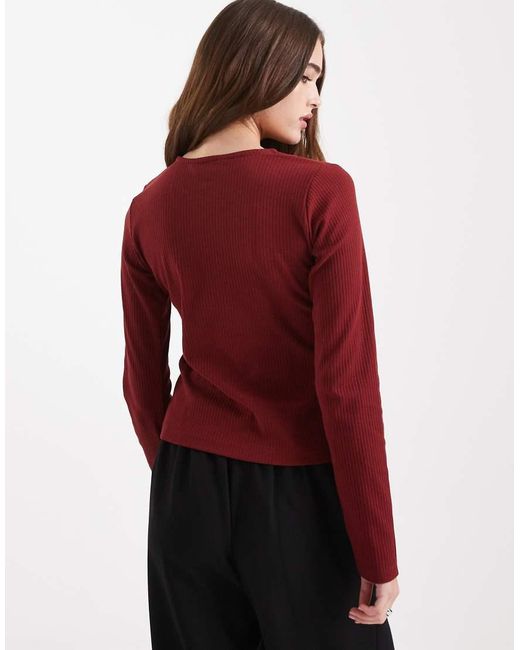 Brave Soul Red Button Down Long Sleeve Top