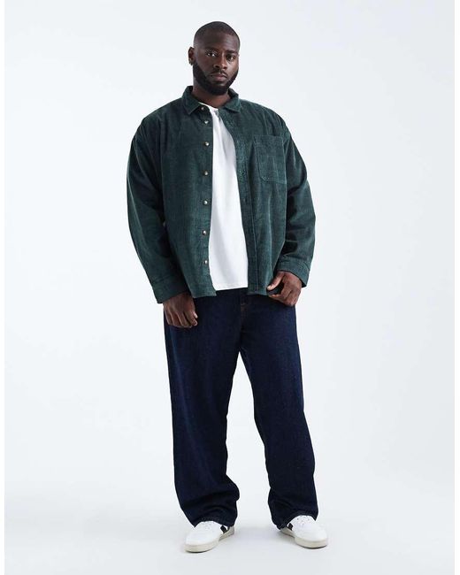 ASOS Blue Oversized Cord Shirt for men