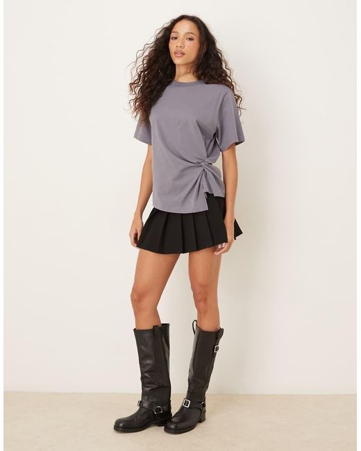 ASOS Purple Short Sleeve T-shirt With Side Ruched Detail
