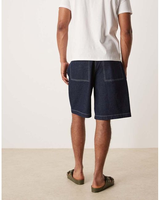 Jorts Di Jeans Taglio Lungo Lavaggio Grezzo Con Pieghe Sulle Tasche di ASOS in Natural da Uomo