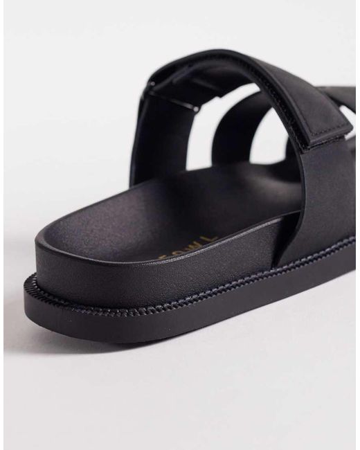 SEQWL Wide Fit Black Kidman Sandals With Straps