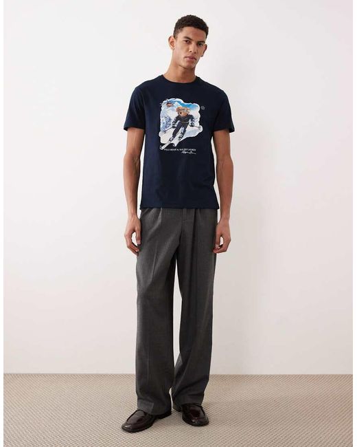 Polo Ralph Lauren Blue Ski Bear Print Custom Fit T-shirt for men
