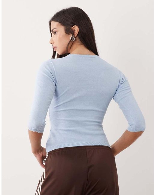 ASOS Blue Knit 3/4 Sleeve Top