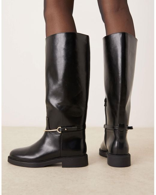 ASOS Natural Cole Flat Riding Knee Boots