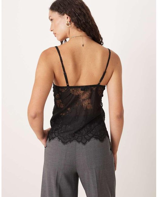 Gina Tricot Black Lace Singlet Top