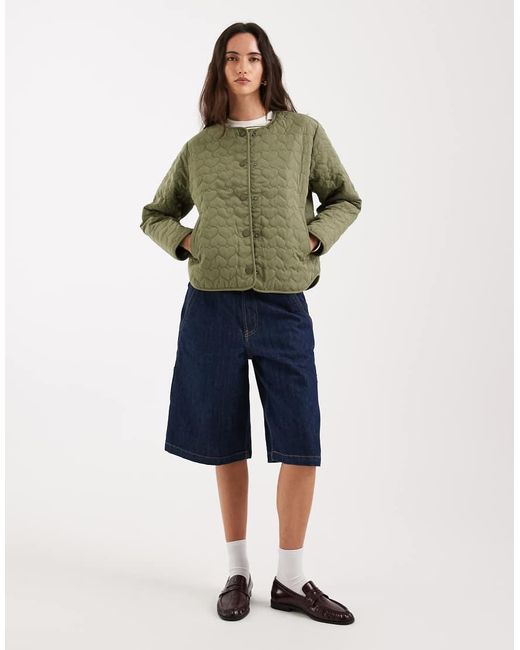 ONLY Green Heart Quilted Jacket